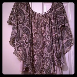 Pink and Gray Flowing Top with Built in tank